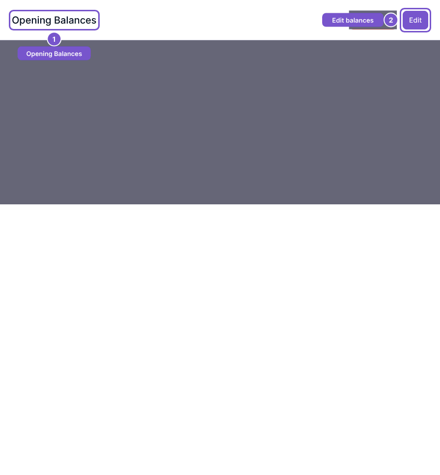 Opening Balances header with Edit; balance details are obscured.
