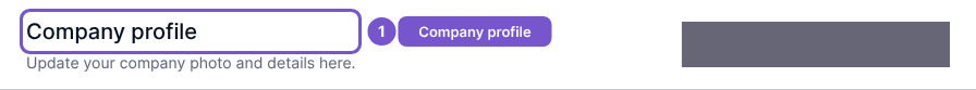 Company profile heading and guidance to update company details.