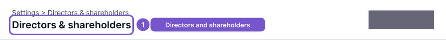 Settings breadcrumb and Directors and shareholders heading.