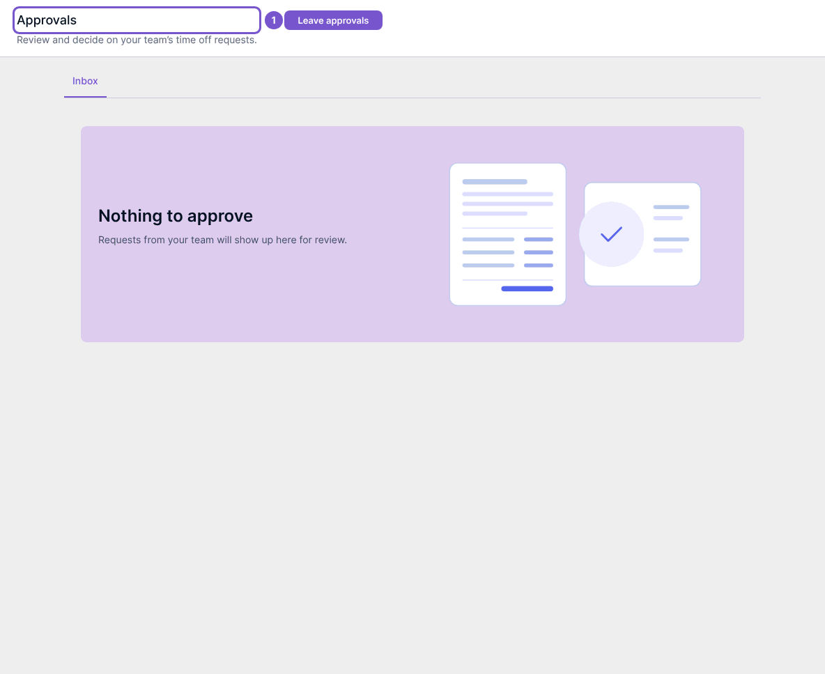 Approvals inbox showing Nothing to approve