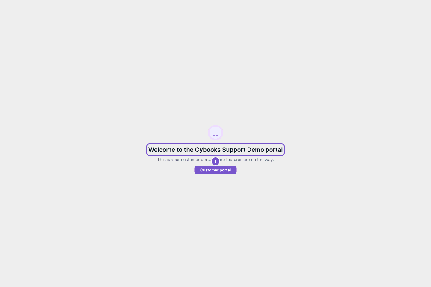 Customer portal welcome message showing the company name