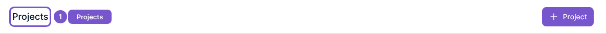 Projects list header with its Project action