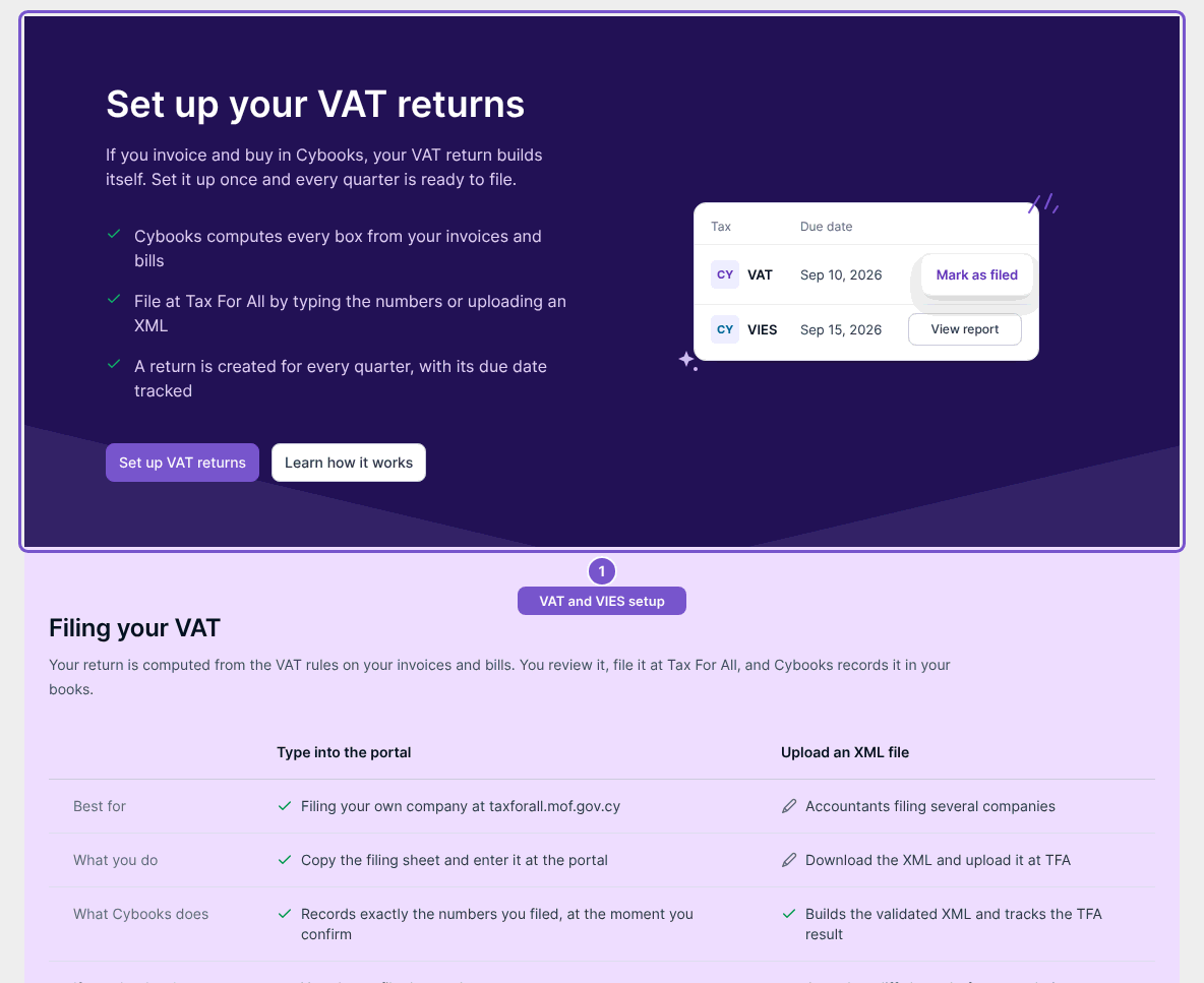 VAT and VIES setup guidance on the VAT overview